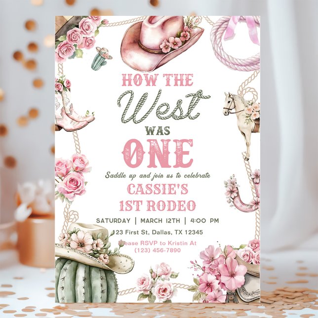 Invitación Cowgirl Rodeo 1st Birthday How The West Was One (Subido por el creador)