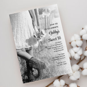 Invitación Cowgirl Sunflowers Country Sweet 16 Birthday Party