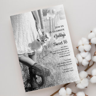 Invitación Cowgirl Sunflowers Country Sweet 16 Birthday Party