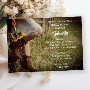 Invitación Cowgirl Sunflowers Country Western Bridal Shower
