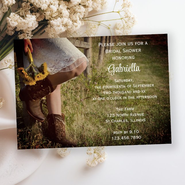 Invitación Cowgirl Sunflowers Country Western Bridal Shower (Subido por el creador)