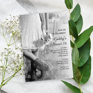 Invitación Cowgirl Sunflowers Country Western Sweet 16 Fiesta