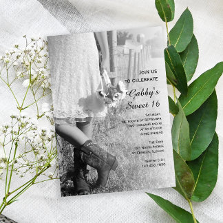 Invitación Cowgirl Sunflowers Country Western Sweet 16 Fiesta