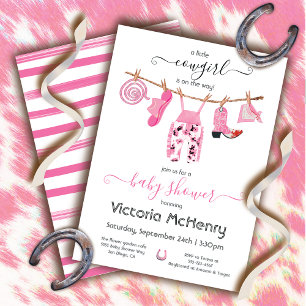 Invitación Cowgirl Western Baby Clothesline Baby Shower