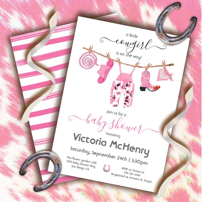 Invitación Cowgirl Western Baby Clothesline Baby Shower (Subido por el creador)