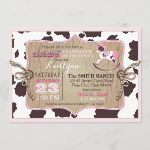 Invitación Cowgirl Western Rocking Horse Baby Shower