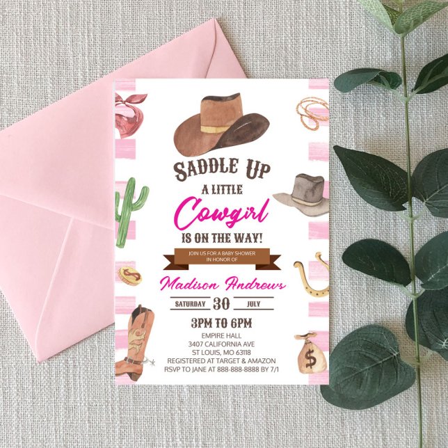 Invitación Cowgirl Western Rodeo Wild West Baby Shower (Subido por el creador)