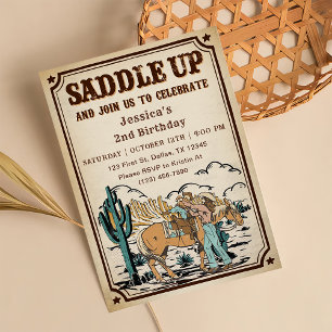 Invitación Cowgirl Western Rodeo Wild West Birthday Party