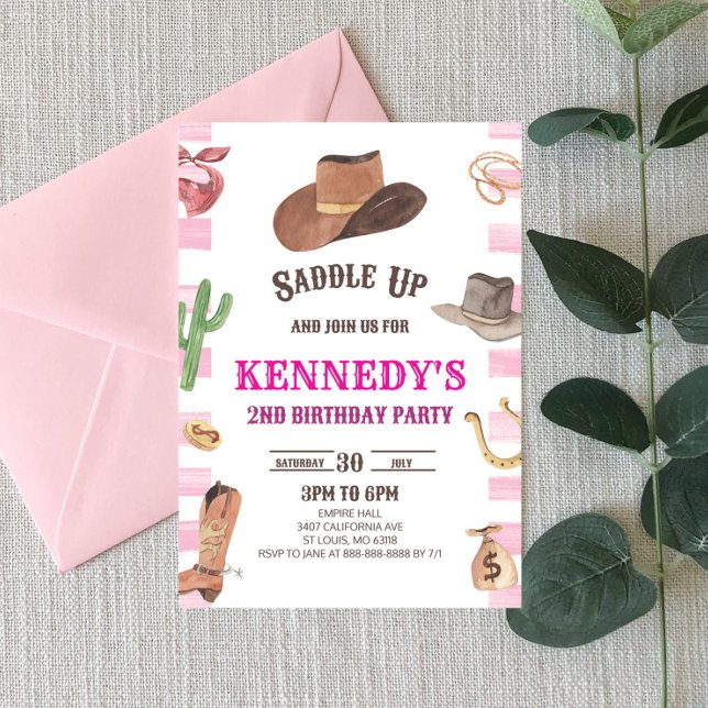 Invitación Cowgirl Western Rodeo Wild West Birthday Party (Subido por el creador)