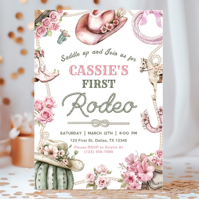 Invitación Cowgirl Wild West 1st Rodeo Ranch Birthday Party (Subido por el creador)