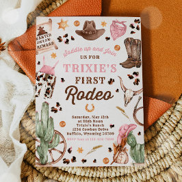 Invitación Cowgirl Wild West Primera fiesta de cumpleaños de 
