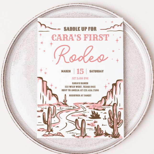 Invitación Cowgirl Wild West Rodeo Birday Party (Cowgirl Rodeo Birthday Party Invitation)