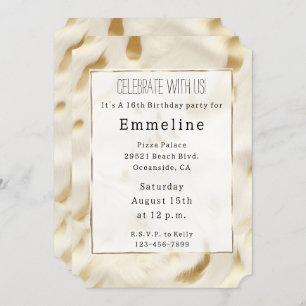 Invitación Cowhide blanco crema de oro