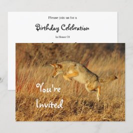 Invitación Coyote Brown Autumn Grass Photo Birday