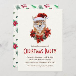 Invitación Coyote en un Fiesta de Navidades de Santa Hat Poin