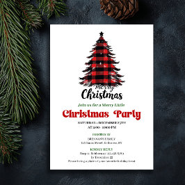 Invitación Cozy Buffalo Check Christmas Tree Party Invite