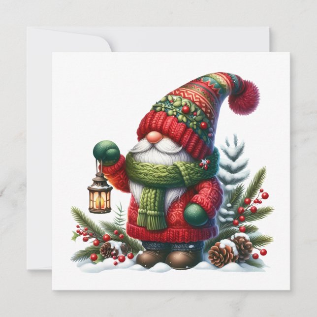 Invitación Cozy Christmas Gnome Art – Festive Holiday (Anverso)