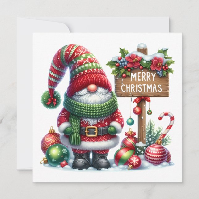 Invitación Cozy Christmas Gnome Art – Festive Holiday (Anverso)