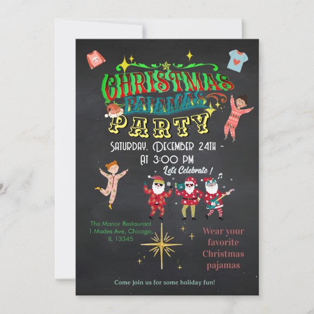 Invitación  Cozy Christmas Pajamas Party Funny Rustic  (Anverso)