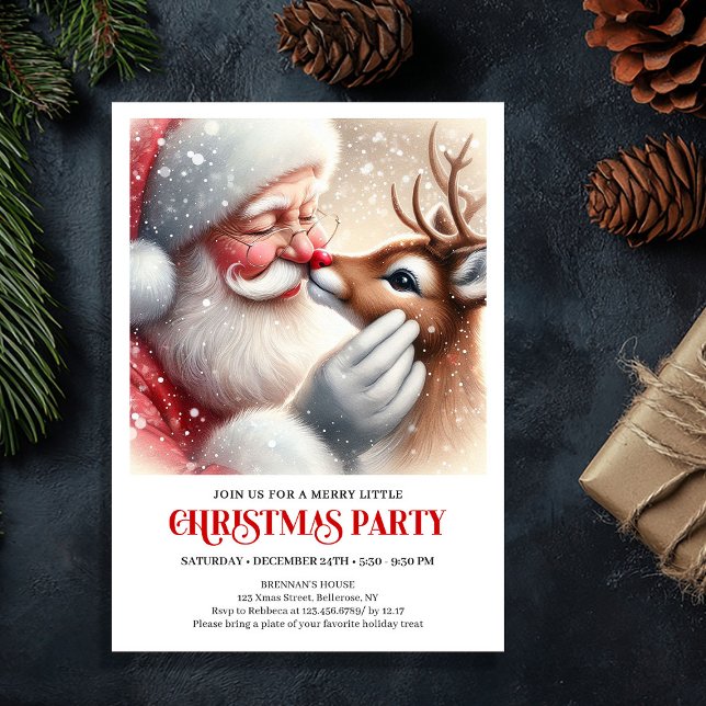 Invitación Cozy Christmas Santa Claus Rudolph Family Celebrat (Cozy Christmas Santa Claus Rudolph Family Celebration Invite

)