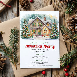 Invitación Cozy Christmas Scene Watercolor Holiday Invite