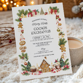 Invitación Cozy Cookie Exchange with Gingerbread House
