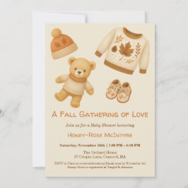 Invitación Cozy Fall Baby Shower | Neutral Cream & orange