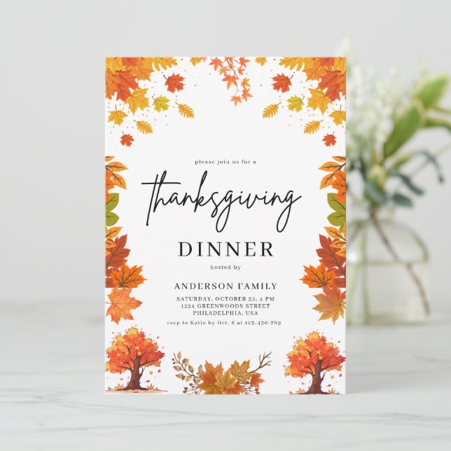 Invitación Cozy Fall Thanksgiving Dinner Party (Anverso de pie)