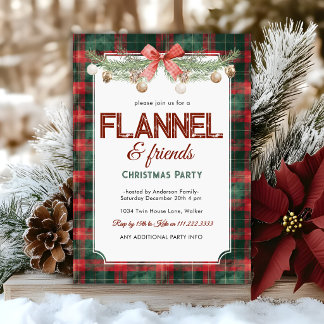 Invitación Cozy Flannel Friends Holiday Christmas Party