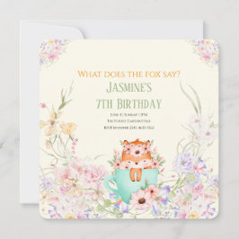 Invitación Cozy Fox Flower Forest Magical Birthday Invitation