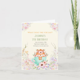 Invitación Cozy Fox Forest Magical Floral Birthday Invitation