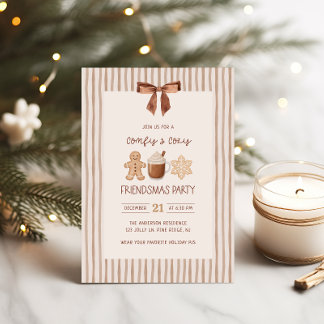 Invitación Cozy Friendsmas Striped Christmas Party Invitation