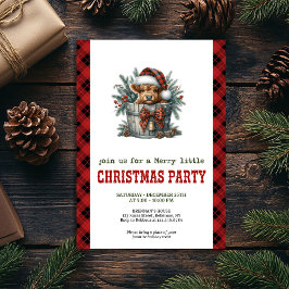 Invitación Cozy highland cow invite holly berries and pine