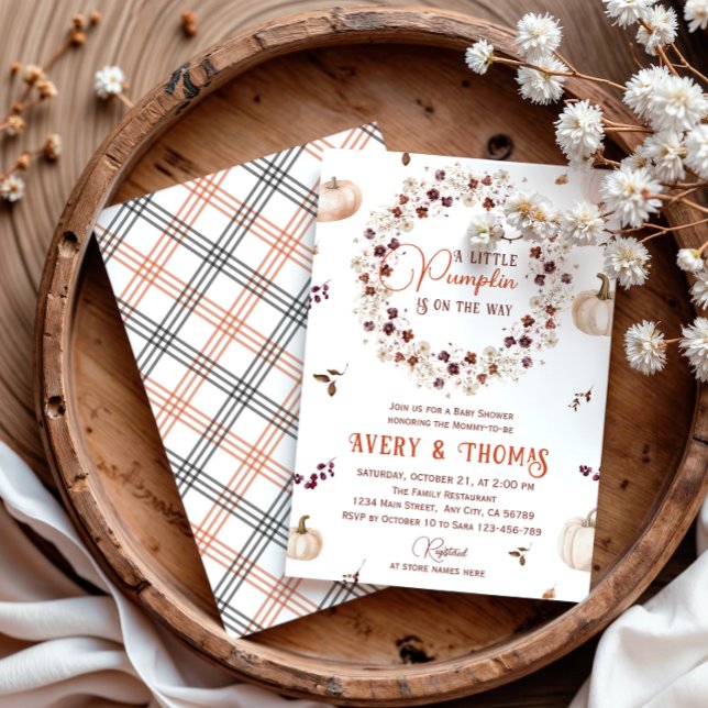 Invitación Cozy Ivory Pumpkin Floral Baby Shower (Subido por el creador)