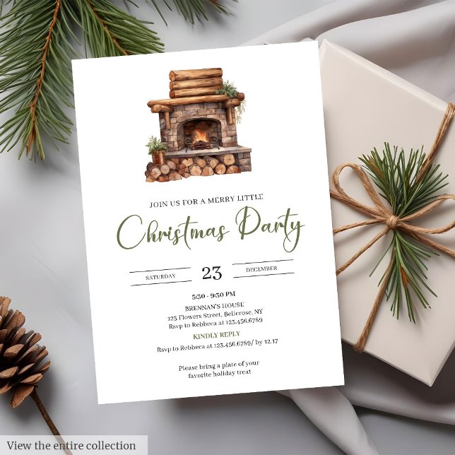 Invitación Cozy Minimalist Neutral Earthy Rustic Christmas  (Cozy Minimalist Neutral Earthy Rustic Christmas Party Invitation)