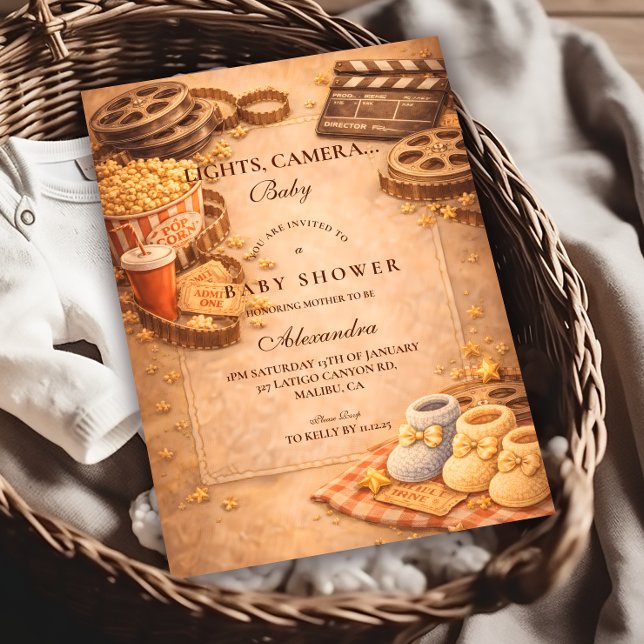 Invitación Cozy Movie Night Baby Shower (Subido por el creador)