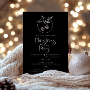 Invitación Cozy Nature Wreath Black Christmas Party