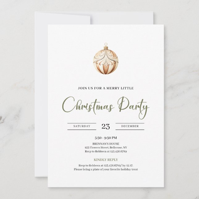 Invitación Cozy Neutral Sage Green Scandinavian Christmas  (Anverso)