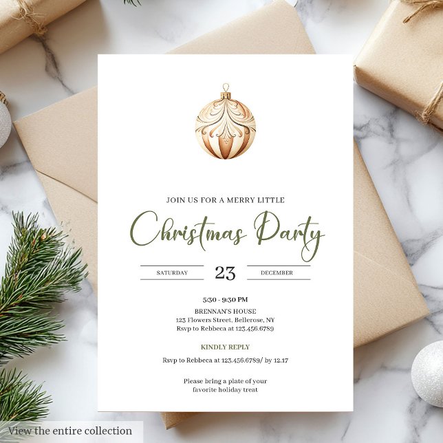 Invitación Cozy Neutral Sage Green Scandinavian Christmas  (Cozy Neutral Sage Green Scandinavian Christmas Party)