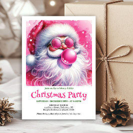 Invitación Cozy pink santa chewing gum watercolor Xmas invite