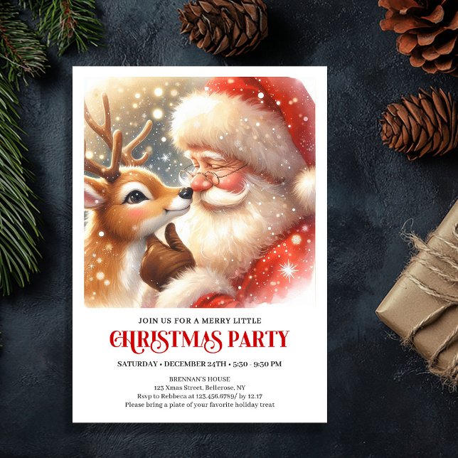 Invitación Cozy Santa Rudolph Holiday Family Cheer Winter  (Cozy Santa Rudolph Holiday Family Cheer Winter Party Invite

)