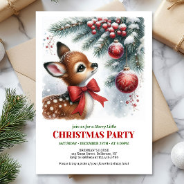 Invitación Cozy snowy forest baby deer Christmas kids invite