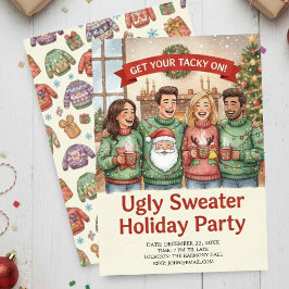 Invitación Cozy Ugly Sweater Holiday Party Hand Painted