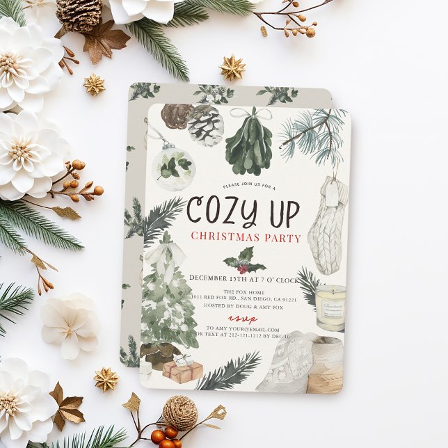 Invitación Cozy Up Comfy Holiday Items Christmas Party (Subido por el creador)