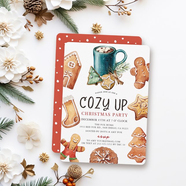 Invitación Cozy Up Cookies & Cocoa Christmas Holiday Party (Subido por el creador)