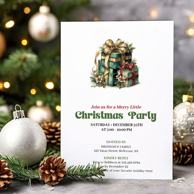 Invitación Cozy Victorian Christmas presents party invitation (Cozy Victorian Christmas angel party invitation

)