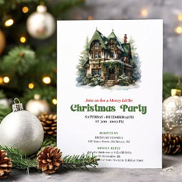 Invitación Cozy vintage Christmas house party invitation