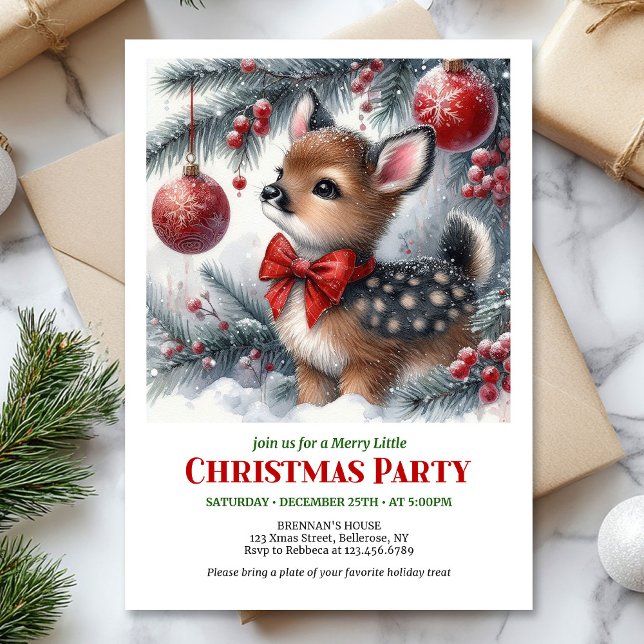 Invitación Cozy winter deer snowy forest watercolor Christmas (Cozy winter deer snowy forest watercolor Christmas invitation

)