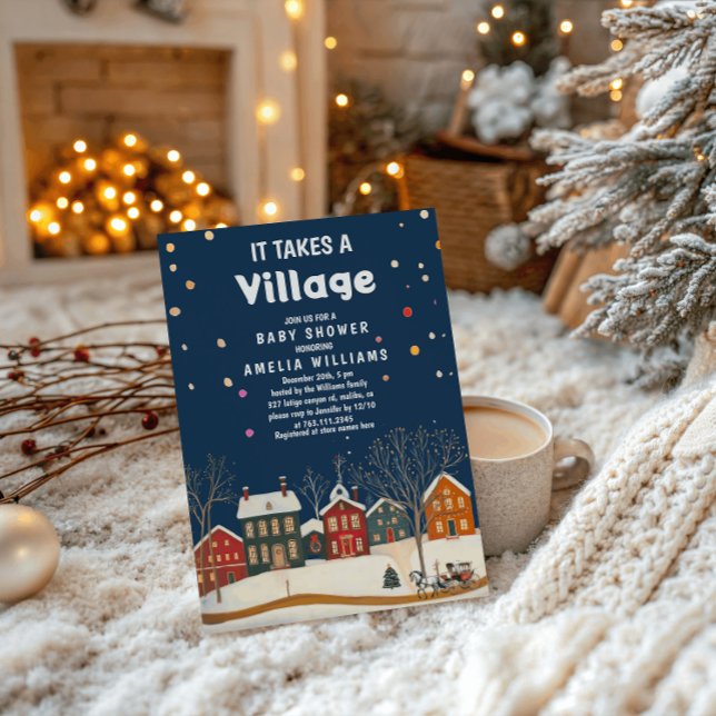 Invitación Cozy Winter Village Baby Shower (Subido por el creador)