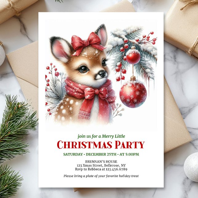 Invitación Cozy woodland deer Christmas kids invite digital  (Cozy woodland deer Christmas kids invite digital download)